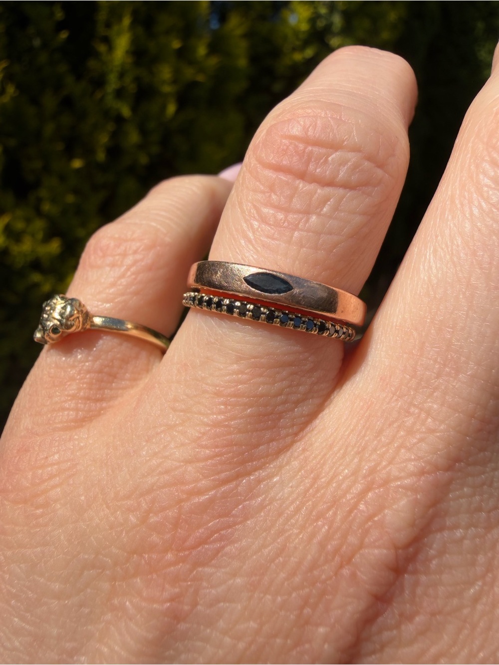 Vintage 14k Rose Gold and Sapphire Band Ring